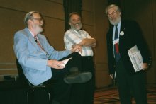 Tim Mack (center) with Joe Coates and Arthur Shostak, at WF2002 conference. Joe Coates, Tim Mack, Arthur Shostak