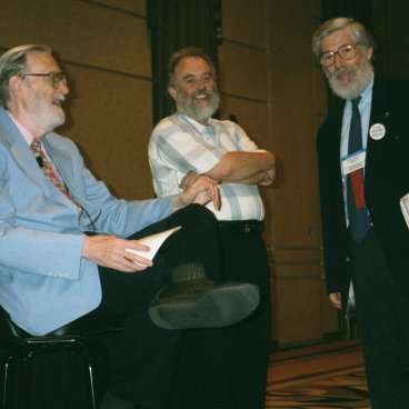 Tim Mack (center) with Joe Coates and Arthur Shostak, at WF2002 conference. Joe Coates, Tim Mack, Arthur Shostak