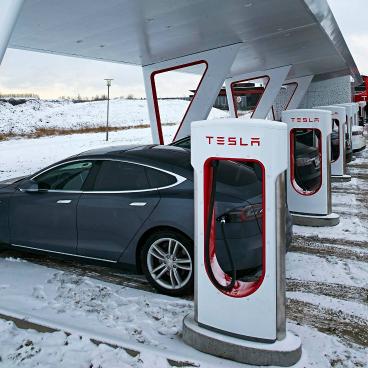 Tesla Motors' electric vehicles are charged to go. Forward momentum will rely on advances in battery technologies. Image: Tesla Motors